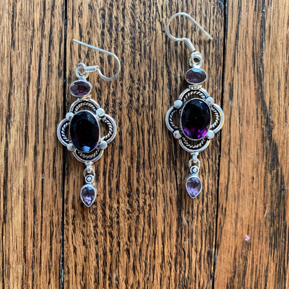 Purple Gem Earrings